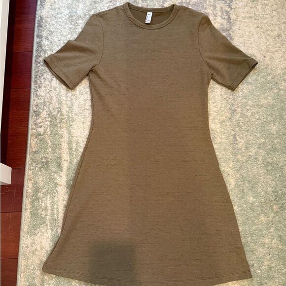 American Apparel Green Sheath Mini Dress Casual Crew Neck - Picture 2 of 5